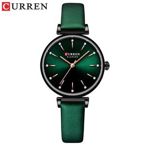 Montre à quartz tendance pour femme avec logo personnalisé 9081, bracelet en cuir véritable, verre à aiguilles, boîtier en alliage simple et résistant à l'eau - Product Image 4