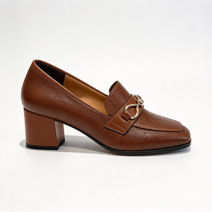 Mocassins plats à bout carré pour femmes, en cuir véritable, avec boucle en métal doré, chaussures décontractées pour la marche quotidienne, OEM ODM - Product Image 4