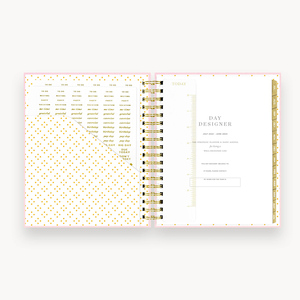Cuaderno de diario semanal, Agenda con logotipo personalizado, rosa, estampado, A5, alambre - Product Image 1