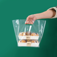 Emballage portatif perforé transparent de muffin de bonbons de déjeuner de salade imprimé avec le sac de pain en plastique de logo
