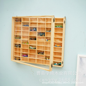 Étagère de rangement pour voitures miniatures en bois massif, multi-compartiments, boîte pour modèles de voitures en bois à l'échelle 1:64 - Product Image 4
