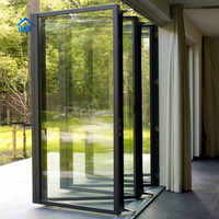 Grande cloison de porte pliante moderne en accordéon en alliage d'aluminium Serrure interne Méthode d'ouverture pliable Portes pliantes externes élégantes