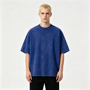Camiseta Oversize de Algodón 100% con Logo Bordado Personalizado para Hombre, Estilo Streetwear, Hombro Caído, Lavado Ácido, Peso Pesado - Product Image 1