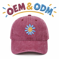 Casquette de baseball brodée motif dessin animé en promotion, vente en gros, 6 panneaux, motif floral, LOGO personnalisé, casquettes de baseball vierges, petit chapeau de papa marguerite