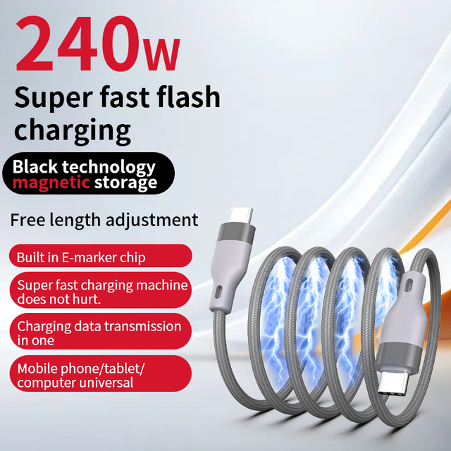 Factory Wholesale 5A Fast Charging Type C Charger Cable Nylon Jacketed Magnetic Mobile Phone Data Cable