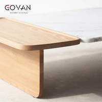 Table basse en marbre et bois massif de style nordique, idéale pour les zones d'accueil à domicile et les hôtels