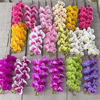 Bunga Artificial Berkualitas Tinggi Grosir 3D 9 Kepala Phalaenopsis Kain Sutra Dekorasi Rumah Rangkaian Bunga Pernikahan