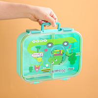 Nouvelle boîte à lunch à quatre compartiments avec poignée, boîte à lunch portable, récipient alimentaire compatible micro-ondes