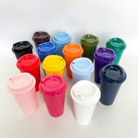 Gobelet réutilisable en plastique PP de 475 ml avec couvercle, logo personnalisé, gobelet de voyage à paroi simple, sans BPA, gobelet portable pour l'extérieur