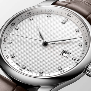 Reloj de pulsera mecánico automático para hombre con marcadores de diamantes, indicador de fecha y esfera texturizada, reloj de vestir - Product Image 5