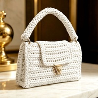 Sac fourre-tout en laine au crochet fait main, style minimaliste hiver, couleur unie, sac à bandoulière luxueux pour femme, best-seller transfrontalier