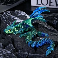 JOSSION 42cm 3D-gedruckte realistische bunte Drachenstatue, drehbar, beweglich, Lehrreiches Halloween-Geschenk, Schreibtischdekoration für Jugendliche