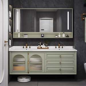 <b>Bathroom</b> Vanity <b>Cabinet</b> with Integrated Sink MDF Frame Stone Top Water Resistant Project Supply Ready - Product Image 6