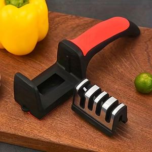 Professional Kitchen 3/4-Segment Steel <b>Knife</b> <b>Sharpener</b> Multi-Functional Household Hand-Held 3/4-Purpose Black Sharpening Stone - Product Image 3