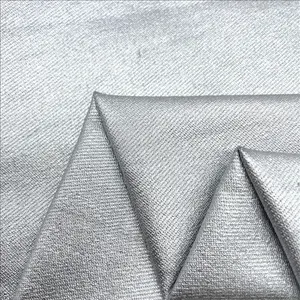 Wind dichte Nylon Rayon Spandex PU beschichtete silberne Leder gamaschen Metallic Slinky Stretch Stoff
