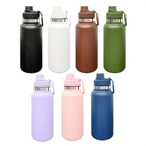 32Oz Powder Coated <b>Double</b> <b>Walled</b> Stainless Steel Vacuum Insulated Outdoor Sports Travel Tumbler Cup <b>Mugs</b> - Product Image 1