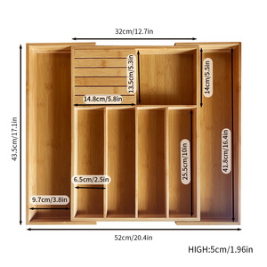 Organizador de cajones de cocina de bambú con divisiones para almacenamiento de cubiertos, organización ordenada, fácil acceso, apto para la cocina - Product Image 4