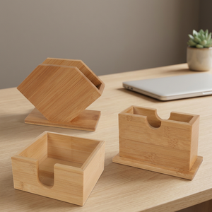 Boîte à mouchoirs en bambou moderne, design carré, pour la maison et le bureau - Product Image 3