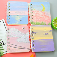 Cahier à bobine A7 Journal d'étudiant mignon avec mini caractéristiques de bureau portable Bloc-notes à reliure spirale en papier Cadeau pour étudiants