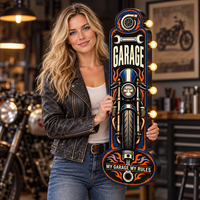 Enseigne lumineuse LED vintage en métal pour garage moto, atelier de motard, ou man cave - Décoration murale