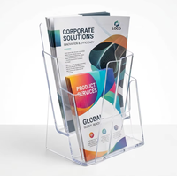 Présentoir de comptoir en acrylique à 4 niveaux de qualité supérieure, design cascade, pour brochures et magazines, support de prospectus, direct usine