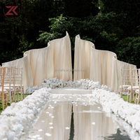 Arche de toile de fond incurvée en tissu ZKAI, support de toile de fond drapé pour mariage, idéal pour la décoration d'événements en extérieur