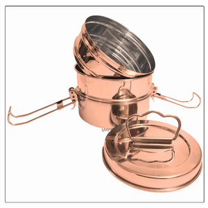 Boîte à lunch en acier inoxydable à un seul niveau, finition cuivre, capacité de 1 à 3 L, préservation de la fraîcheur, passe au lave-vaisselle, 3 compartiments, portable - Product Image 2