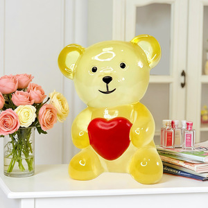 Ornement d'ours d'amour miniature sculpté artistique, en résine époxy transparente, style art pop, pour la Saint-Valentin, pour bureau, étude et fenêtre - Product Image 3