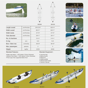Canoë-kayak gonflable de haute qualité pour la pêche en mer, personnalisé avec logo OEM, bateau pour 2 personnes pour les sports nautiques, ex-kayak de haute qualité - Product Image 5