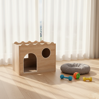 Nouvelle arrivée : maison pour chat en bois de luxe moderne pour l'intérieur, meubles pour animaux de compagnie avec design imprimé, écologique et toutes saisons