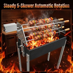 Grill chinois à charbon <span class=keywords><strong>de</strong></span> bois <span class=keywords><strong>de</strong></span> type Souvla, robuste, à 5 broches, pour barbecue grec chypriote - Product Image 5