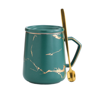 Taza <span class=keywords><strong>de</strong></span> Cerámica con Borde Dorado, Tapa y Cuchara, <span class=keywords><strong>Diseño</strong></span> Moderno y Minimalista, Par a Juego, Taza <span class=keywords><strong>de</strong></span> Café <span class=keywords><strong>para</strong></span> Parejas, Regalo <span class=keywords><strong>de</strong></span> <span class=keywords><strong>Boda</strong></span>, Empaquetado en Caja <span class=keywords><strong>de</strong></span> Regalo - Product Image 5