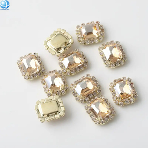 Boutons rectangulaires en cristal AB colorés de <span class=keywords><strong>haute</strong></span> qualité à coudre, à dos plat, 12 x 14 mm, boucle en verre pour vêtements et artisanat DIY - Product Image 4