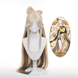 Ainizi Neuerscheinung 120cm Lange Synthetische Mischhaar Blonde Hitzebeständige <span class=keywords><strong>Ningguang</strong></span> Cosplay Perücke aus Genshin Impact für Frauen - Product Image 1
