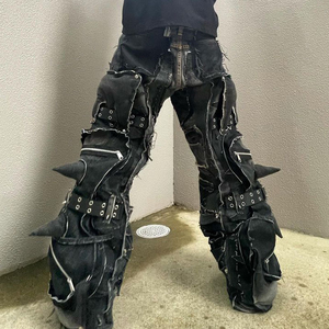 Diznew กางเกงยีนส์ทรงแบ็กกี้ไซส์ใหญ่พิเศษของผู้ชายกางเกงยีนส์ปักหมุดแฟชั่นสุดหรูสำหรับผู้ชาย - Product Image 4