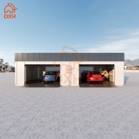 DXH Maison Conteneur Préfabriquée Moderne Personnalisée à Faible Coût avec Panneaux Sandwich pour 2 Voitures, Garage Double, Abri de Voiture, Carport