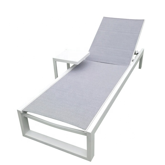 Extérieur Bleu Chaise longue bain de Soleil En Aluminium D'hôtel De Plage Piscine Chaises Avec Table D'appoint