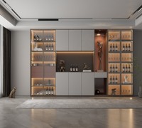 Cave à vin en bois massif sur mesure grande capacité avec vitrine, meuble élégant pour salon, armoire à vin moderne de luxe