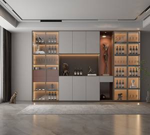 Gabinete de bodega de madera maciza de gran capacidad personalizado, soporte de exhibición elegante, muebles de vidrio para el hogar para sala de estar, estantes de vino - Product Image 3