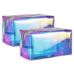 Fashion Pvc Holographic Bag Customized Pvc Transparent Clear Waterproof Storage Cosmetic Bag