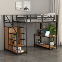 Lit superposé moderne et minimaliste en métal réglable pour petit appartement, avec bureau multifonctionnel intégré, idéal pour dortoir, garantie 8 ans