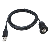 Câble USB 2.0 tressé étanche de 1m avec gaine PVC, 2 ports USB 2.0 femelle et 1 port mâle, pour montage encastré sur tableau de bord de voiture, charge rapide 3A, 5A pour ordinateur