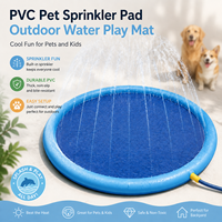 Tapis de jeu aquatique pliable pour chien, épaisseur 0,55 mm, antidérapant, en PVC, piscine à jets d'eau pour animaux de compagnie, piscine d'été extérieure pour chiens