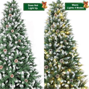 6FT Pre-Holiday Large Artificial Christmas <strong>Tree</strong> for Home High Quality with Partially Flocked Design Pine Cones Metal Hinges <strong>Base</strong> - Product Image 5