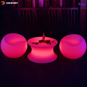 Lounge Bar Night Club Modern Interior Decoration Design With Led Light Bar Furniture PE plastic cube set bar furniture supplier