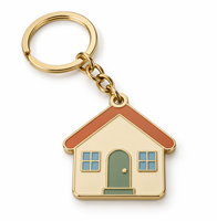Porte-clés en alliage de zinc personnalisé avec logo, breloque de charme pour la construction de maisons, cadeau souvenir en gros, fabricant OEM ODM, porte-clés en métal