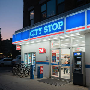 Lettres lumineuses urbaines minimalistes avec des compléments de croissance bleus Boutique pratique moderne 24 heures dans l'obscurité - Product Image 1