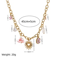 Kalung rantai warna-warni imitasi bintang laut berlapis emas DIY, gaya pantai, hiasan bunga dan hati, lucu, untuk hadiah ulang tahun