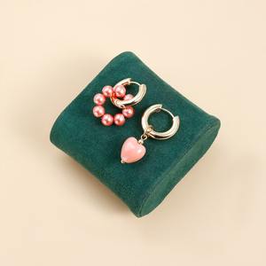 Pendientes de aro de corazón de aleación de Zinc de estilo INS de moda diseño Vintage geométrico asimétrico Simple patrón de flores de moda regalo - Product Image 3