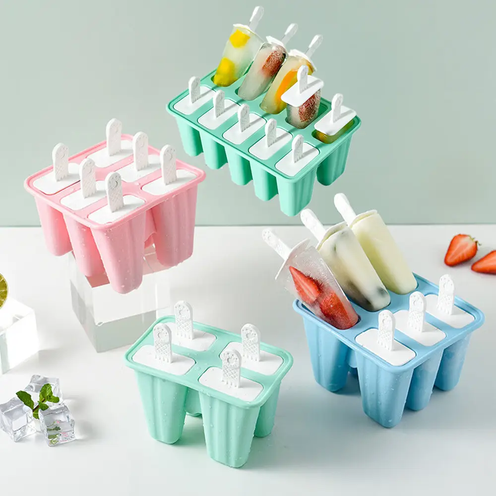 THEONE personalizado 6 lindo bebé silicona helado paleta molde con PP Stick para paletas de helado